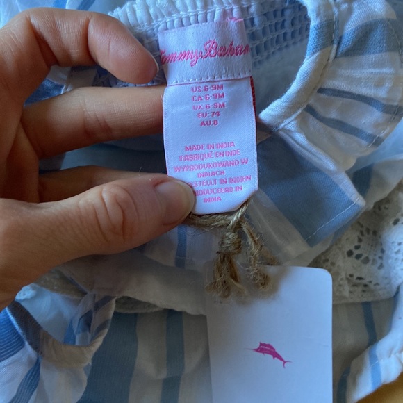 Tommy Bahama NWT Cotton Stripped Lace Embroidered Top And Bottom Set - Picture 5 of 6